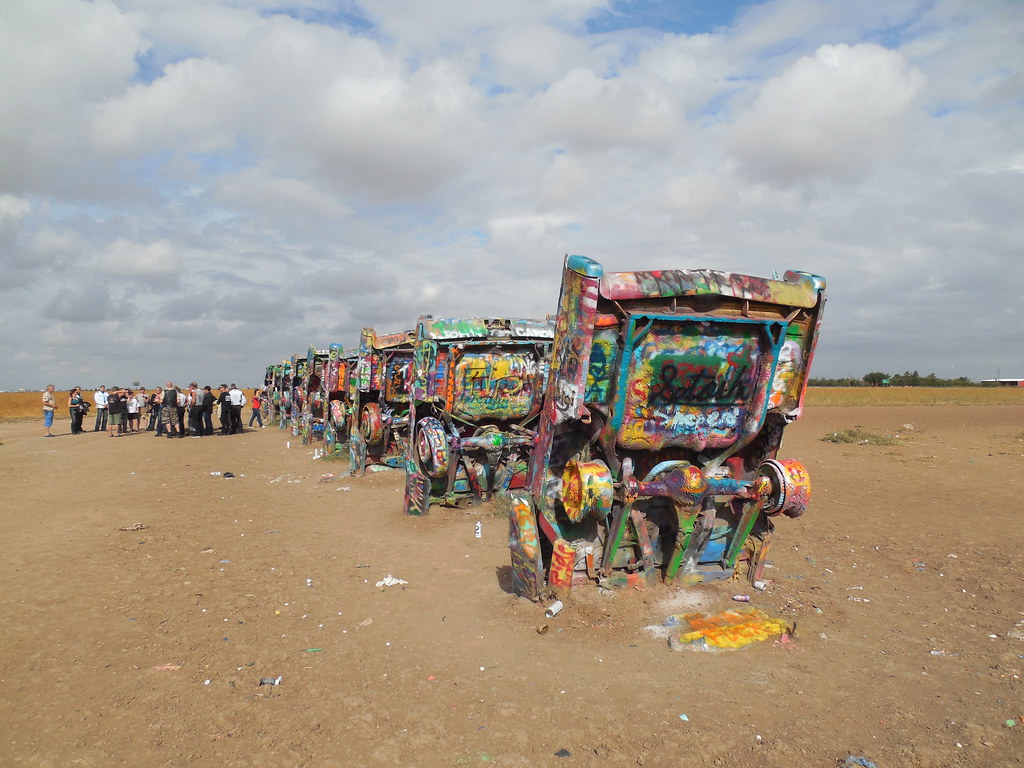 Ten Cadillacs, nose down — Amarillo
