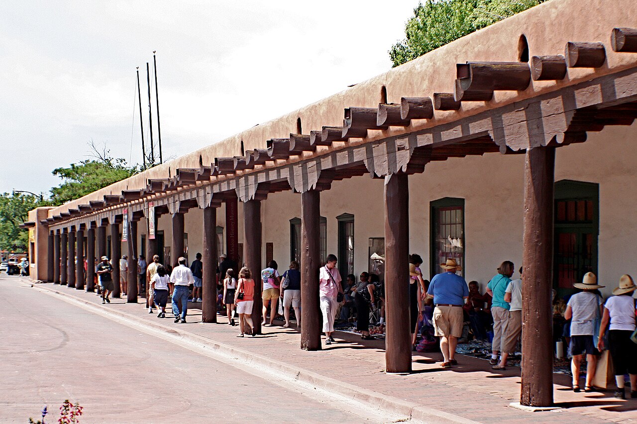 Vendors under the Palace portal — Santa Fe